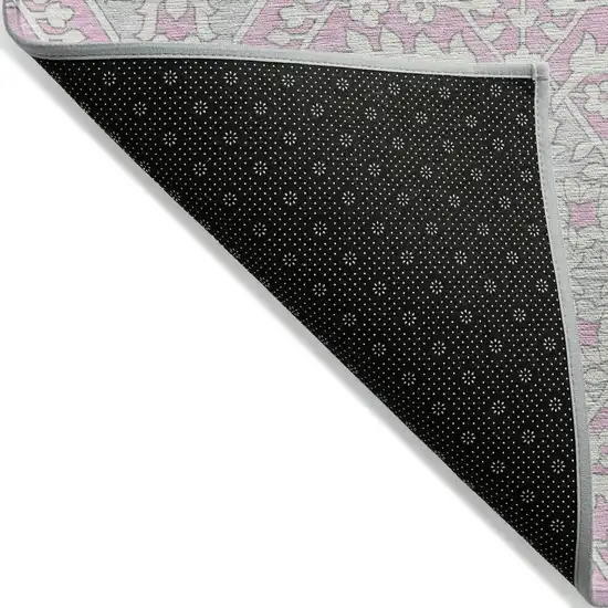 Pink Ivory And Gray Floral Washable Indoor Outdoor Area Rug Photo 4