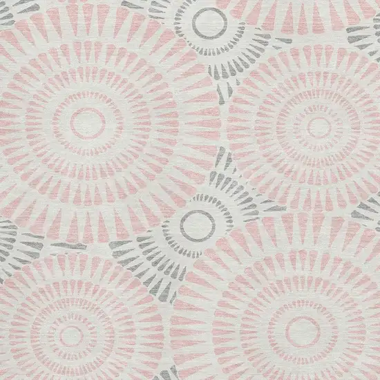 Pink Ivory And Gray Geometric Washable Area Rug With UV Protection Photo 3