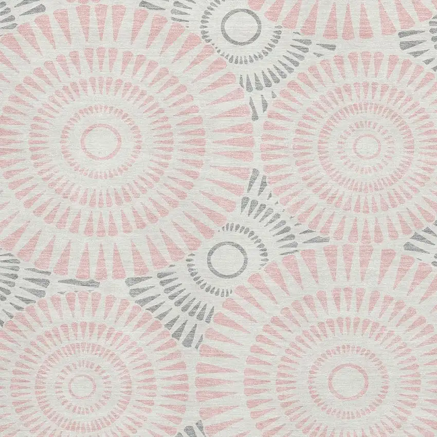 Pink Ivory And Gray Geometric Washable Area Rug With UV Protection Photo 3