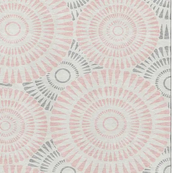 Pink Ivory And Gray Geometric Washable Area Rug With UV Protection Photo 3