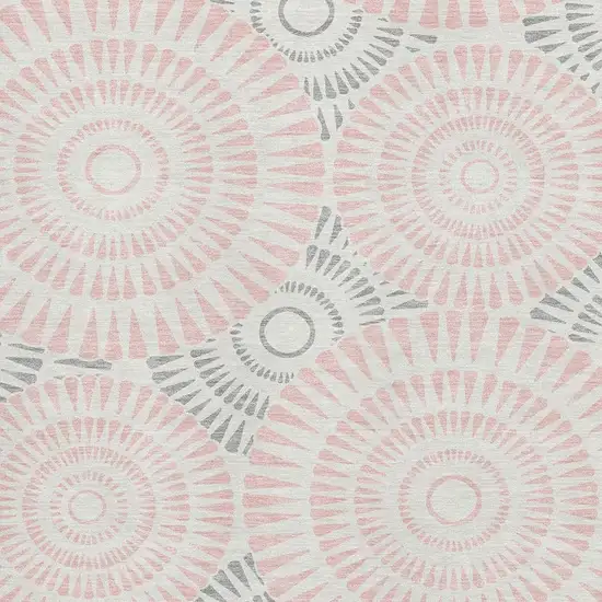 Pink Ivory And Gray Geometric Washable Area Rug With UV Protection Photo 3