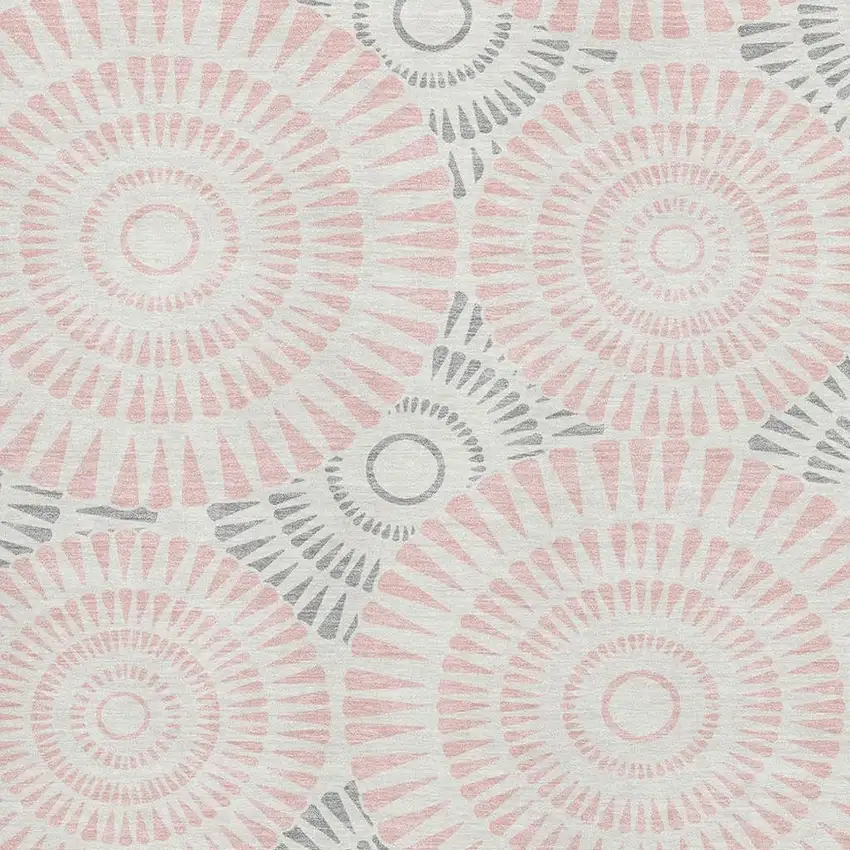 Pink Ivory And Gray Geometric Washable Area Rug With UV Protection Photo 3