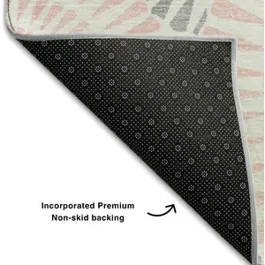 Photo of Pink Ivory And Gray Geometric Washable Area Rug With UV Protection