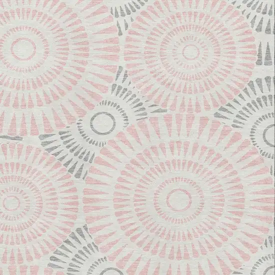 Pink Ivory And Gray Geometric Washable Area Rug With UV Protection Photo 3