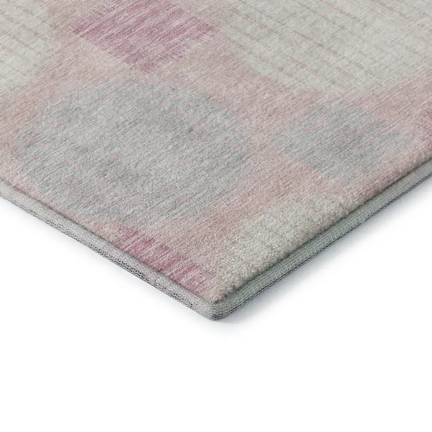 Pink Ivory And Gray Geometric Washable Area Rug With UV Protection Photo 8