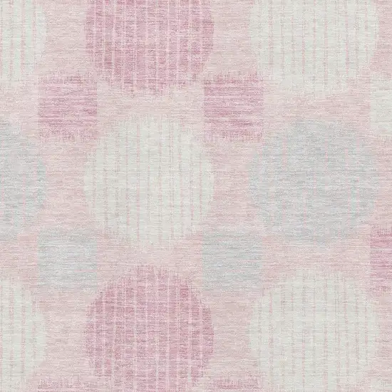 Pink Ivory And Gray Geometric Washable Area Rug With UV Protection Photo 3