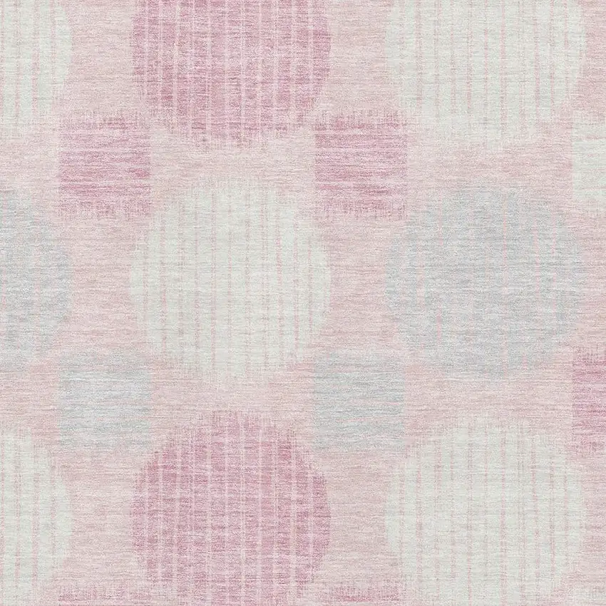 Pink Ivory And Gray Geometric Washable Area Rug With UV Protection Photo 3