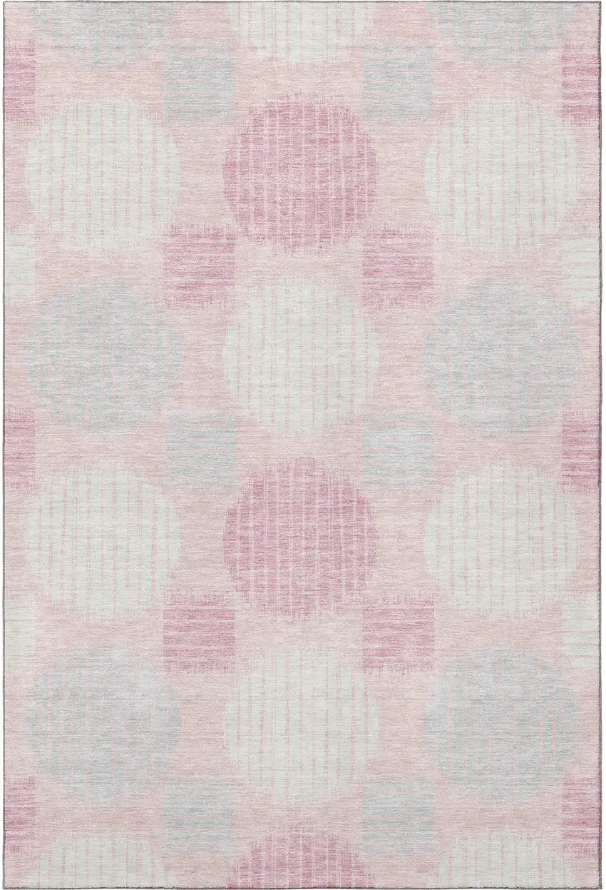 Pink Ivory And Gray Geometric Washable Area Rug With UV Protection Photo 4