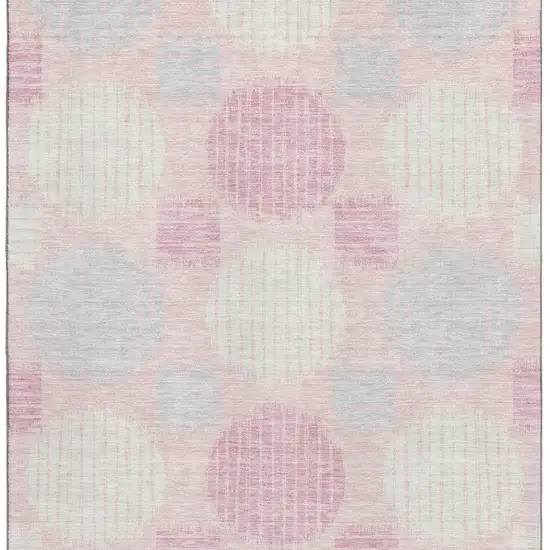 Pink Ivory And Gray Geometric Washable Area Rug With UV Protection Photo 3