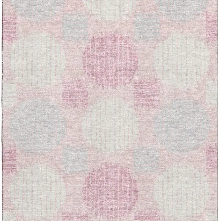 Pink Ivory And Gray Geometric Washable Area Rug With UV Protection Photo 3