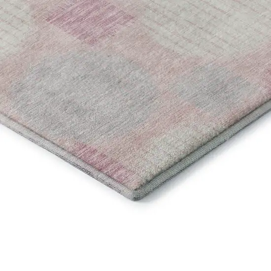 Pink Ivory And Gray Geometric Washable Area Rug With UV Protection Photo 8