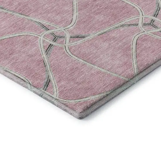 Pink Ivory And Gray Geometric Washable Area Rug With UV Protection Photo 8