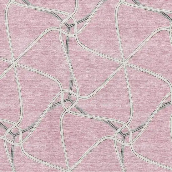 Pink Ivory And Gray Geometric Washable Area Rug With UV Protection Photo 2