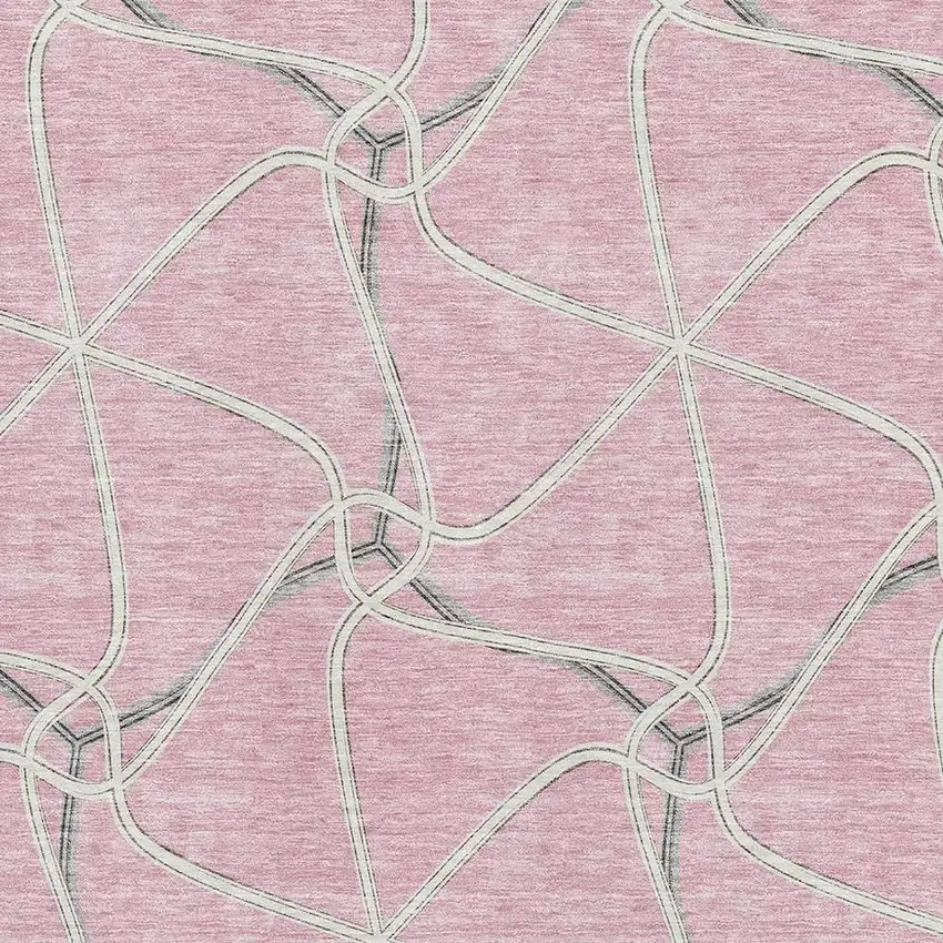 Pink Ivory And Gray Geometric Washable Area Rug With UV Protection Photo 2