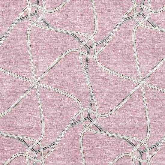 Pink Ivory And Gray Geometric Washable Area Rug With UV Protection Photo 2