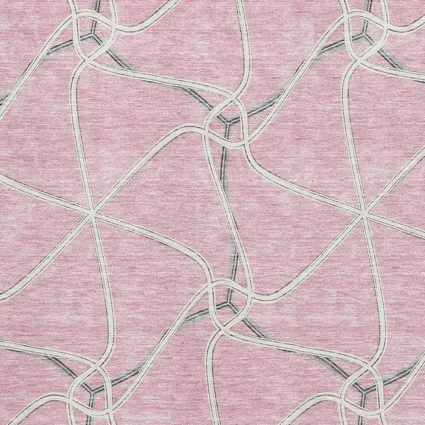 Pink Ivory And Gray Geometric Washable Area Rug With UV Protection Photo 2