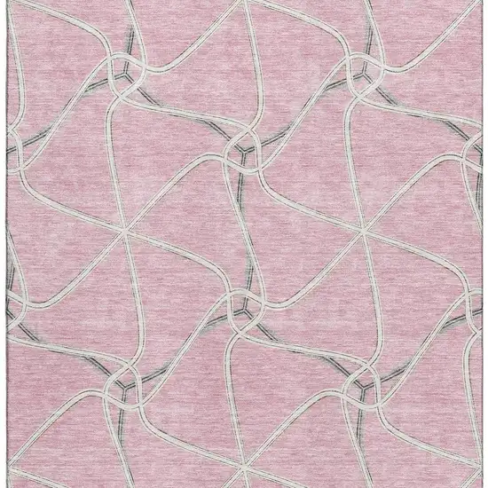 Pink Ivory And Gray Geometric Washable Area Rug With UV Protection Photo 3