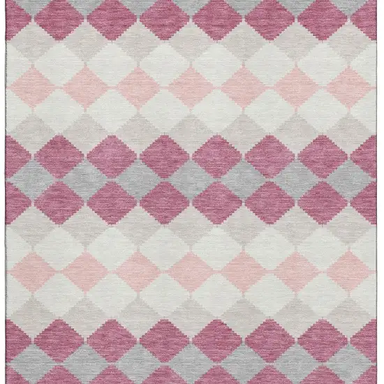 Pink Ivory And Gray Geometric Washable Area Rug With UV Protection Photo 2