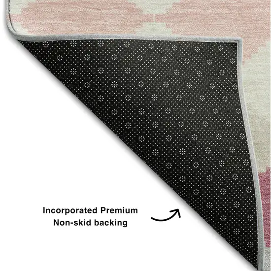 Pink Ivory And Gray Geometric Washable Area Rug With UV Protection Photo 6