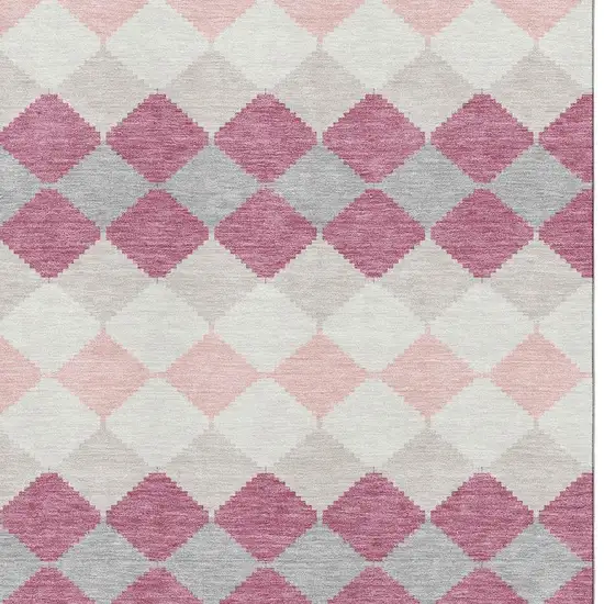 Pink Ivory And Gray Geometric Washable Area Rug With UV Protection Photo 2