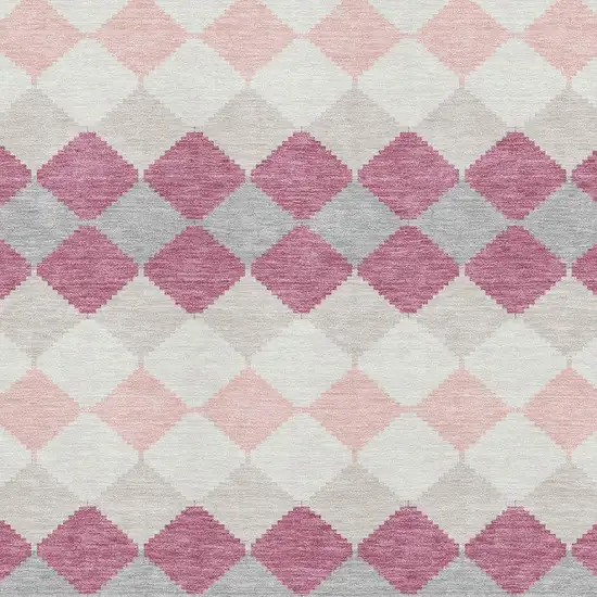 Pink Ivory And Gray Geometric Washable Area Rug With UV Protection Photo 2