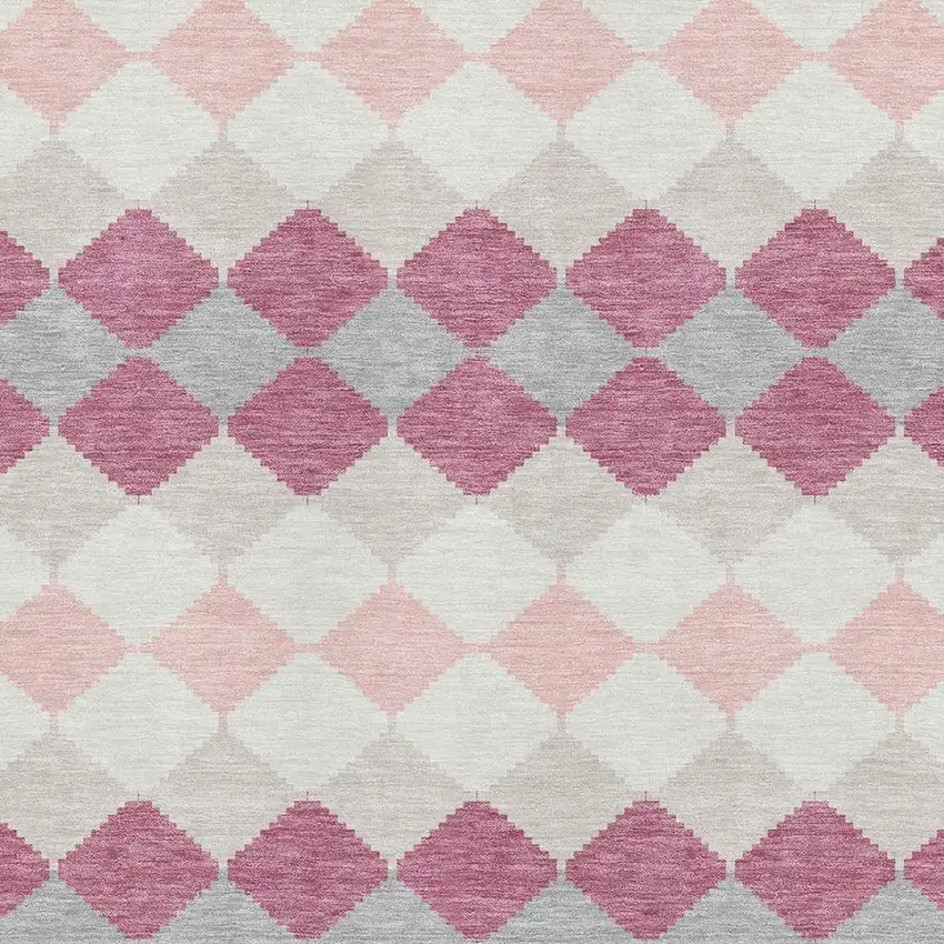 Pink Ivory And Gray Geometric Washable Area Rug With UV Protection Photo 2