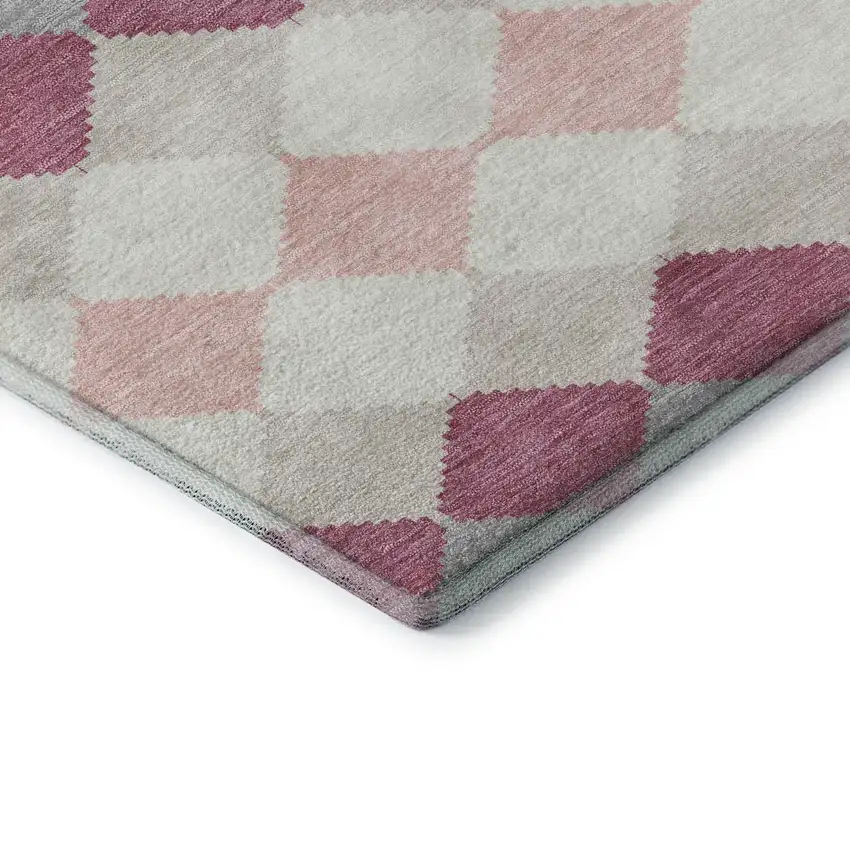 Pink Ivory And Gray Geometric Washable Area Rug With UV Protection Photo 7