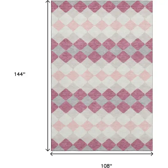 Pink Ivory And Gray Geometric Washable Area Rug With UV Protection Photo 9