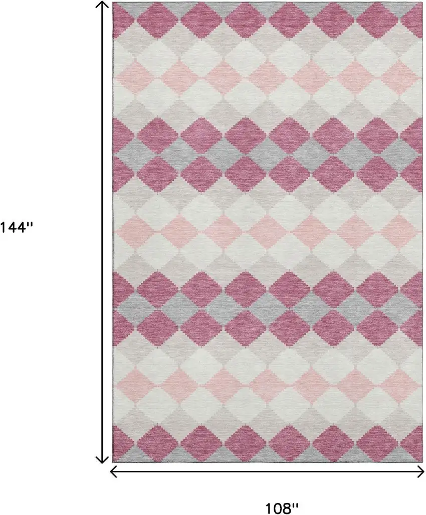 Pink Ivory And Gray Geometric Washable Area Rug With UV Protection Photo 9