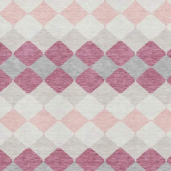 Pink Ivory And Gray Geometric Washable Area Rug With UV Protection Photo 2