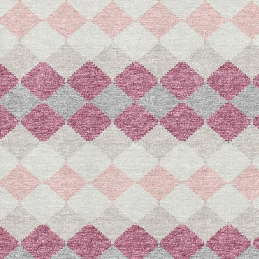 Pink Ivory And Gray Geometric Washable Area Rug With UV Protection Photo 2