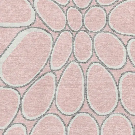 Pink Ivory And Gray Geometric Washable Area Rug With UV Protection Photo 2