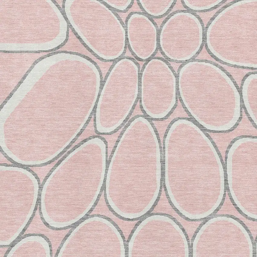 Pink Ivory And Gray Geometric Washable Area Rug With UV Protection Photo 2