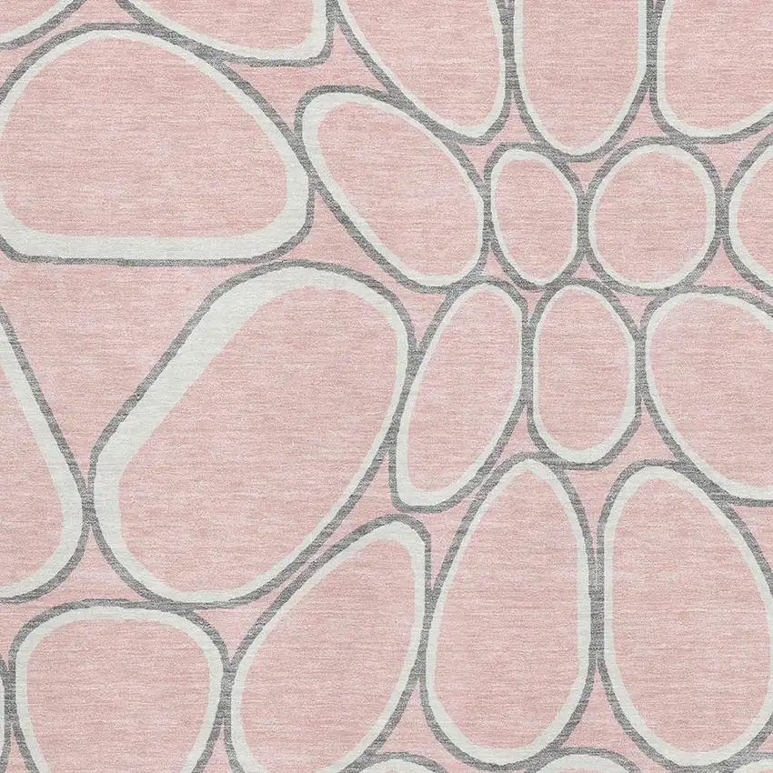 Pink Ivory And Gray Geometric Washable Area Rug With UV Protection Photo 2