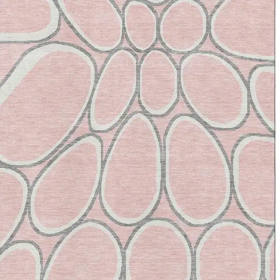 Pink Ivory And Gray Geometric Washable Area Rug With UV Protection Photo 2