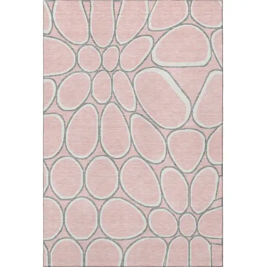 Pink Ivory And Gray Geometric Washable Area Rug With UV Protection Photo 3