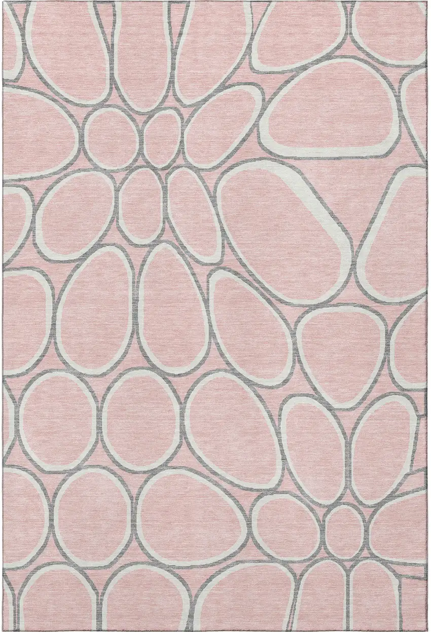 Pink Ivory And Gray Geometric Washable Area Rug With UV Protection Photo 3