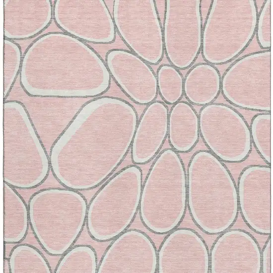 Pink Ivory And Gray Geometric Washable Area Rug With UV Protection Photo 2