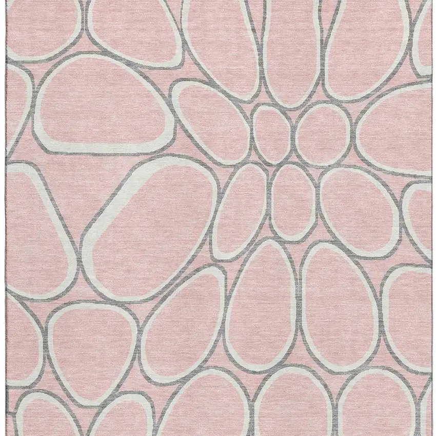 Pink Ivory And Gray Geometric Washable Area Rug With UV Protection Photo 2