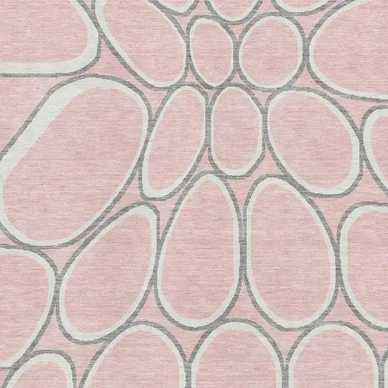 Pink Ivory And Gray Geometric Washable Area Rug With UV Protection Photo 3