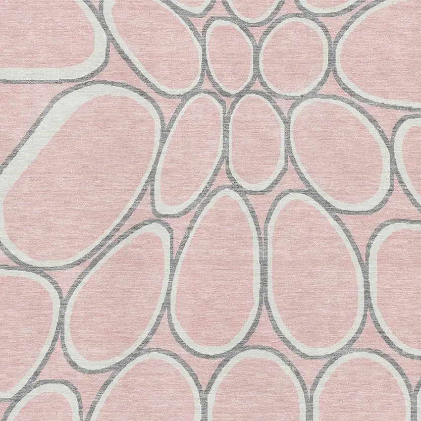 Pink Ivory And Gray Geometric Washable Area Rug With UV Protection Photo 3