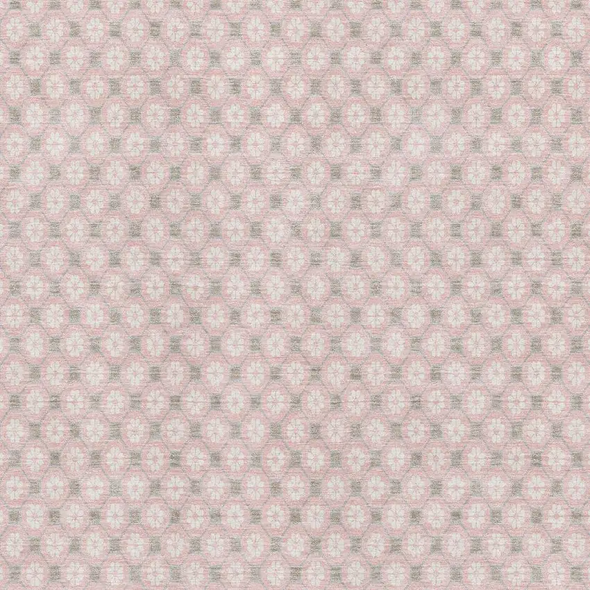 Pink Ivory And Gray Geometric Washable Area Rug With UV Protection Photo 4