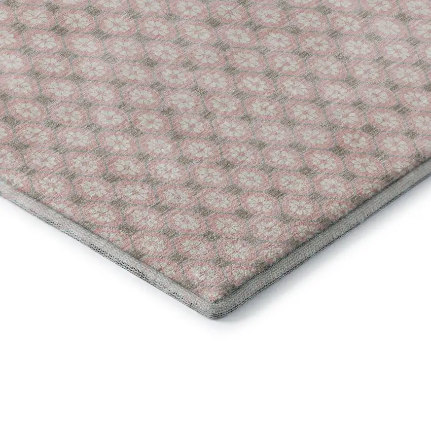 Pink Ivory And Gray Geometric Washable Area Rug With UV Protection Photo 6