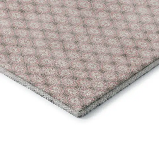 Pink Ivory And Gray Geometric Washable Area Rug With UV Protection Photo 6