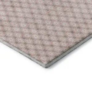 Photo of Pink Ivory And Gray Geometric Washable Area Rug With UV Protection