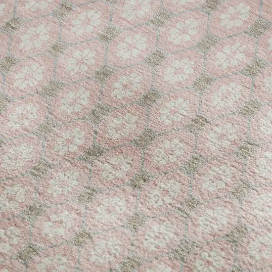 Pink Ivory And Gray Geometric Washable Area Rug With UV Protection Photo 2