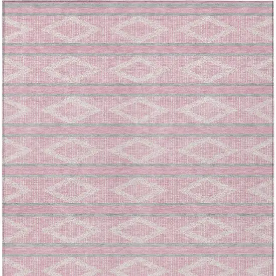 Pink Ivory And Gray Geometric Washable Indoor Outdoor Area Rug Photo 6