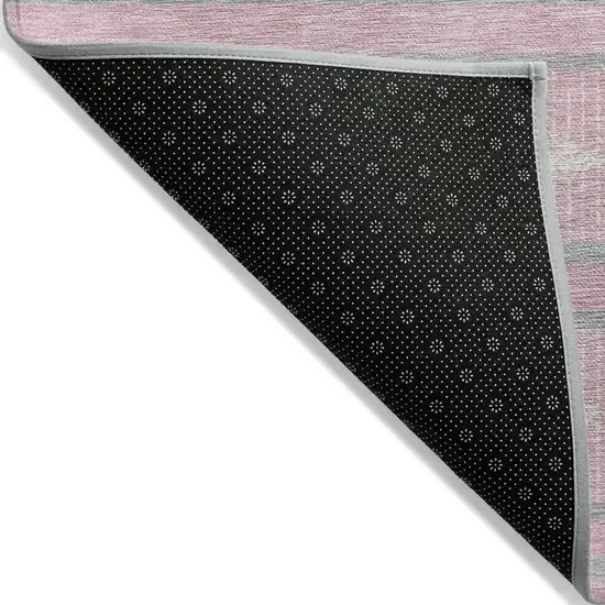 Pink Ivory And Gray Geometric Washable Indoor Outdoor Area Rug Photo 4