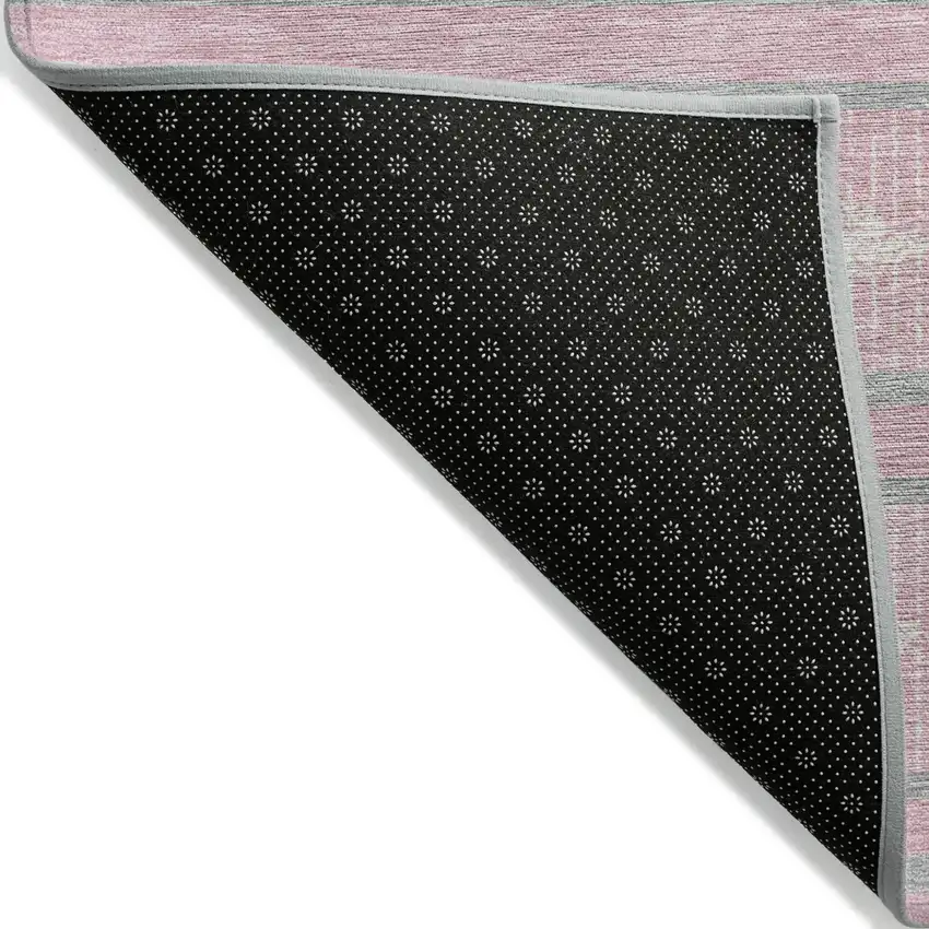 Pink Ivory And Gray Geometric Washable Indoor Outdoor Area Rug Photo 4