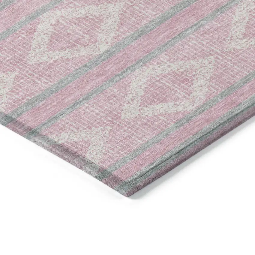 Pink Ivory And Gray Geometric Washable Indoor Outdoor Area Rug Photo 5